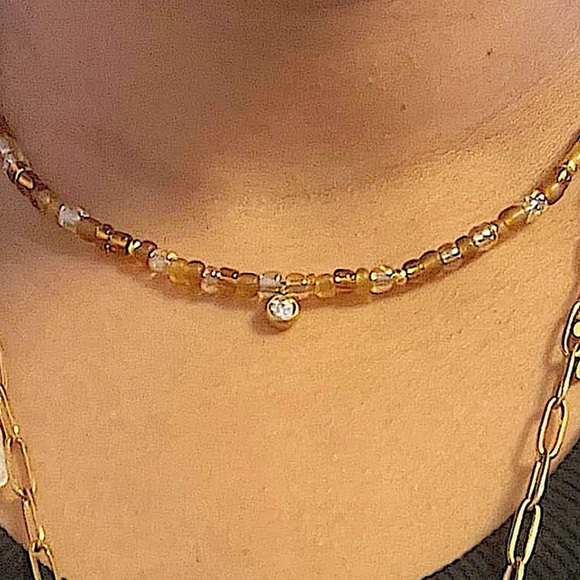 Austrian Glass Bead Necklace & Earring Set 18k Gold - Picture 5 of 5